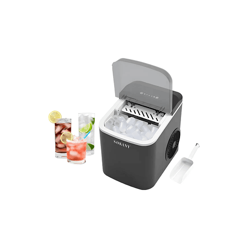 Máquina De Hielo Automática Sokany | 12kg Por Día | Produce Hielo En 6 Minutos | 2 Tamaños De Cubo | Función Autolimpieza | Portátil