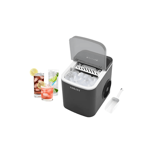 Máquina De Hielo Automática Sokany | 12kg Por Día | Produce Hielo En 6 Minutos | 2 Tamaños De Cubo | Función Autolimpieza | Portátil 1
