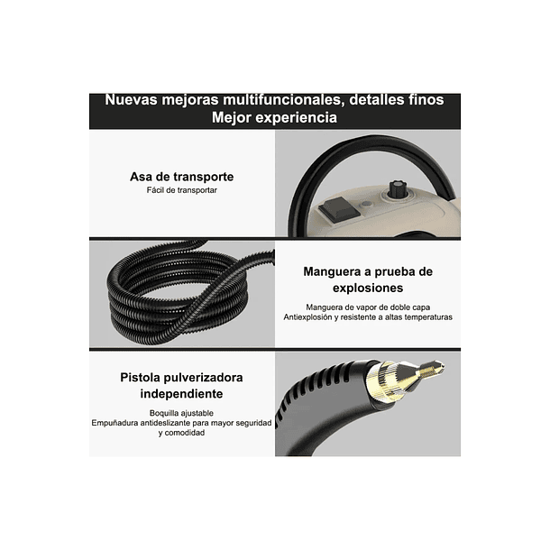 Limpiadora A Vapor Profesional 3000w | Alta Presión Y Temperatura | Estanque Gran Capacidad 1400ml | Desinfectante Multiuso Para Cocina, Baños Y Auto 2