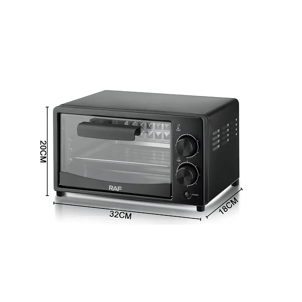 Horno Eléctrico De Mesa Negro Tostador 12l Raf 800w 4