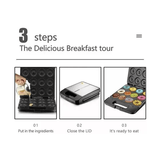 Maquina Para Mini Donas Raf R518 Postres Donuts Antiadherente 12pcs Color Negro 5