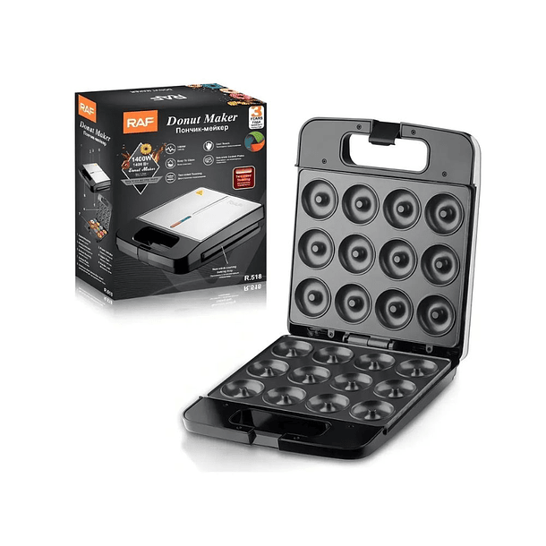 Maquina Para Mini Donas Raf R518 Postres Donuts Antiadherente 12pcs Color Negro 1