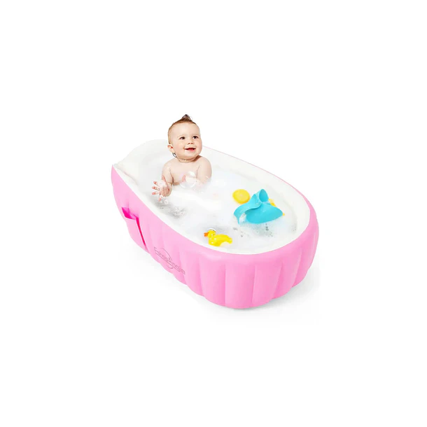 Tina Baño Bebe Inflable Portatil Bañera Plegable C/inflador  1