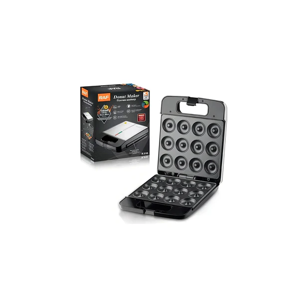 Maquina Para Mini Donas Raf R518 Postres Donuts Antiadherente 12pcs Color Negro 1