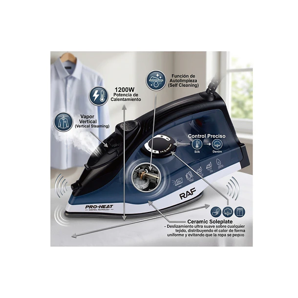 Plancha De Vapor Eléctrica Raf R.11222l | Potencia 1200w 6