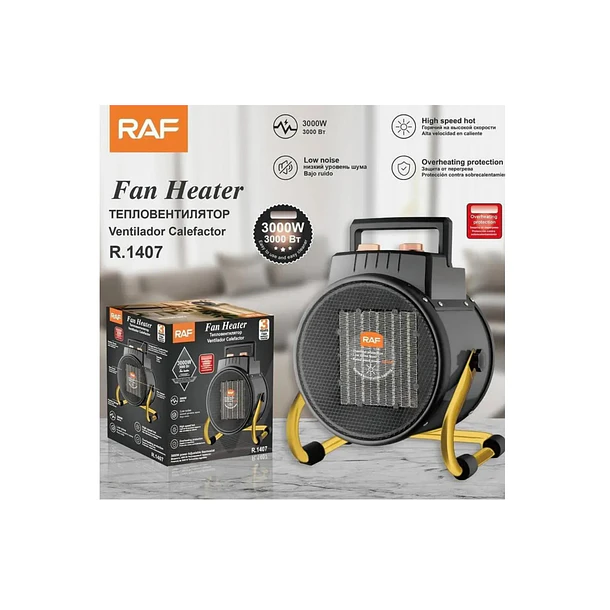 Ventilador Calefactor Eléctrico RAF R.1407 | Potencia 3000W | Control de Temperatura Ajustable 8