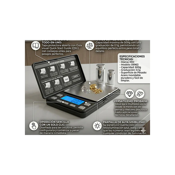 Mini Balanza Digital De Precisión Capacidad 500g 6