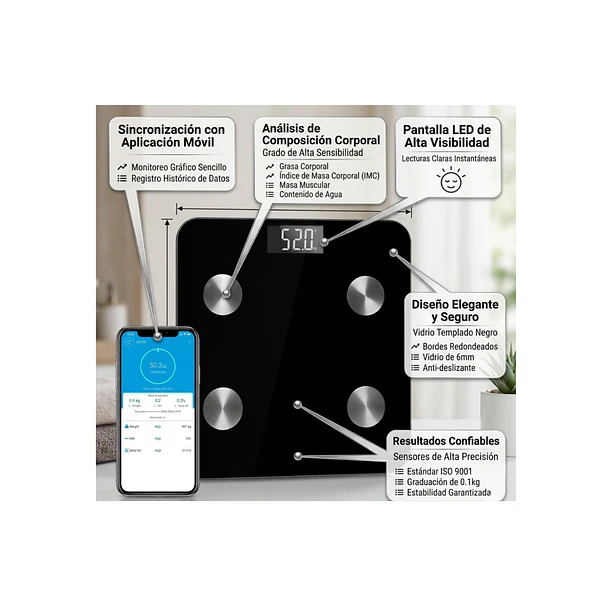Báscula Electrónica Inteligente IRM  | Monitor de Grasa Corporal y Composición Física 5