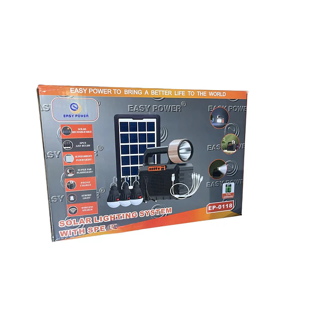 Kit De Energía Solar Multiusos Ampolletas+linterna+usb+radio Color Negro 3
