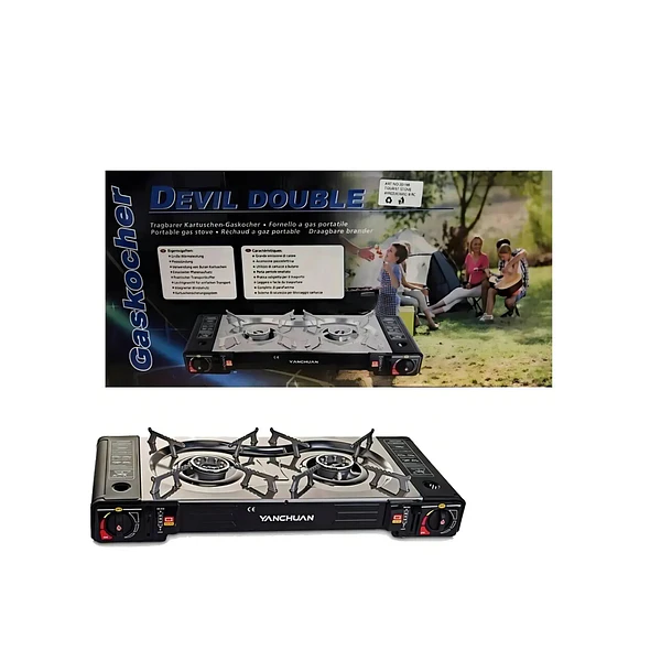 Cocina a Gas Portátil Doble Quemador Camping y Outdoor 1