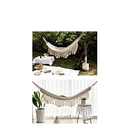 Hamaca Paraguaya Angeles del Hogar Algodón 150x200cm Con Borlas Blanco  3