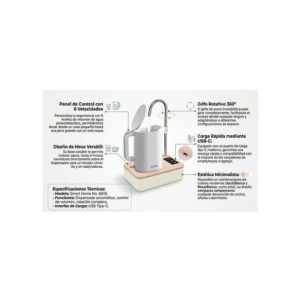 Bomba De Agua Eléctrica 2 En 1 Dispensador Automático 6 niveles 5