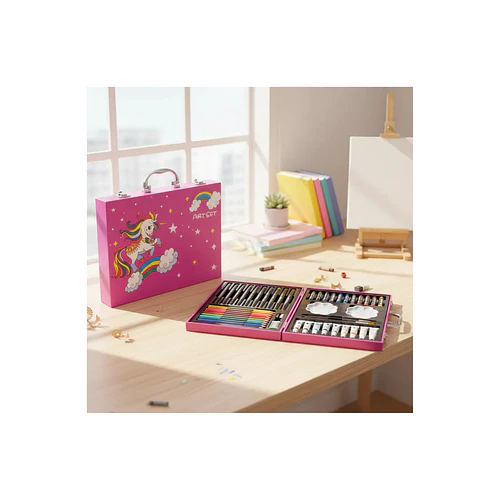 Maleta Arte Y Dibujo 49pza Diseño Unicornio Kit Escolar