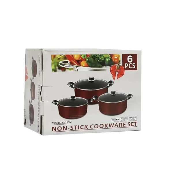 Set De Ollas Baterias 6 Piezas Antiadherente Rojo 3