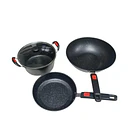 Set Ollas Y Sartenes Antiadherente Tipo Piedra 3 Ollas Wok 2