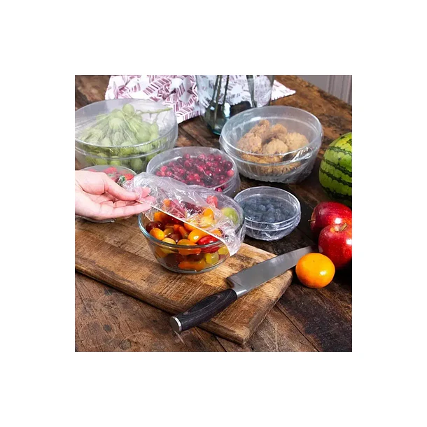 100 Bolsas Elásticas Tapas expandibles Mohits Bolsa para Conservar proteger congelar Tapar Alimentos 4