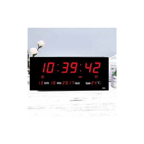 Reloj Digital Pared Cuadrado Vida Buenas LED Fecha Temperatura Negro