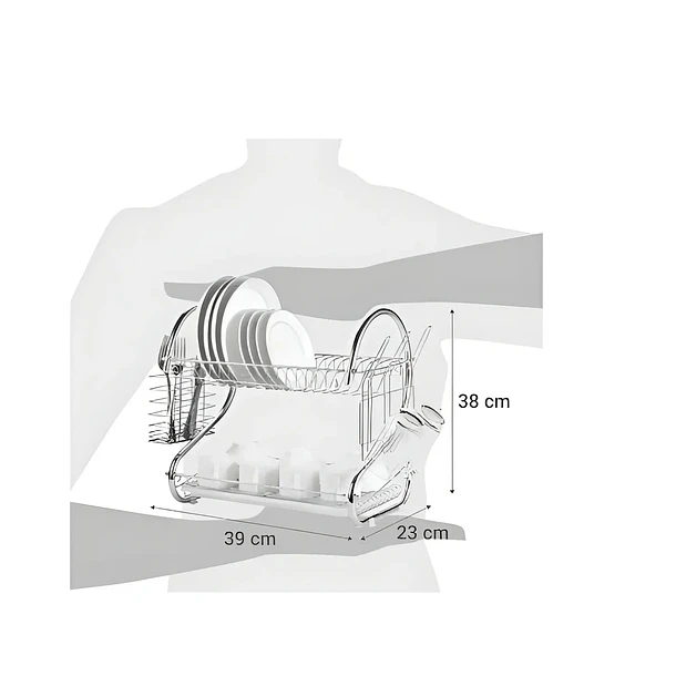 Escurridor Vajilla Chileshop 2 Niveles Acero Inoxidable Plateado  3