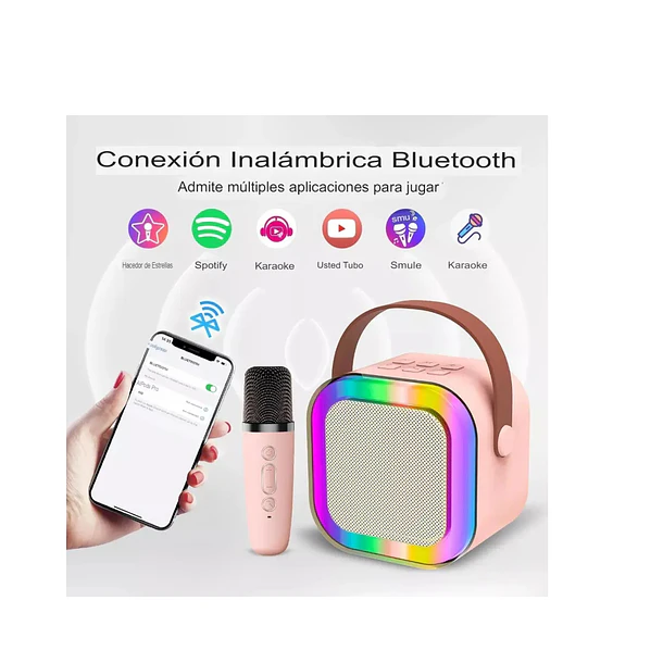 Mini Parlante Con Micrófono Efectos De Sonidos Luz Led 4