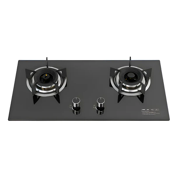 Encimera a gas 2 platos cocina tope de vidrio con chispero marca genérica color negro 1