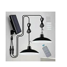 Lampara Solar Doble Colgante 240w + Panel Solar + Control Xl Estructura Negro 3