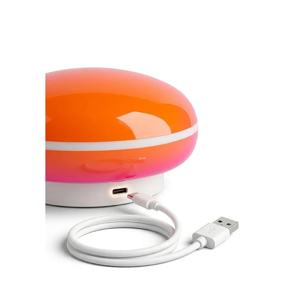 Lámpara Led Dona Naranja Inalámbrica Usb-c Touch Mesa Pared 3