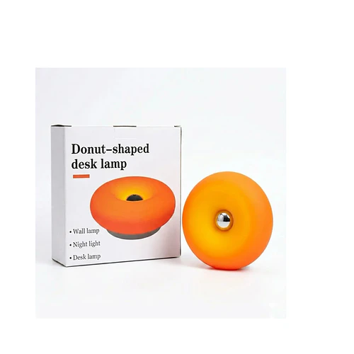 Lámpara Led Dona Naranja Inalámbrica Usb-c Touch Mesa Pared