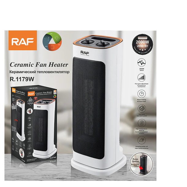 Calefactor Cerámico De Torre De 2000w Termostato Ajustable BLANCO 4