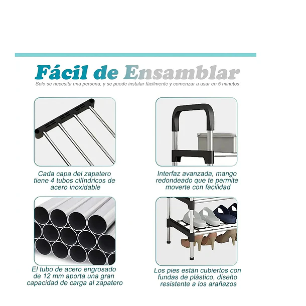 Mueble Zapatero Organizador Racks Zapatero Armable Negro 5