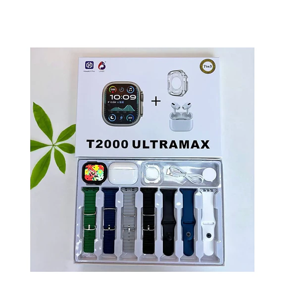 Reloj Smartwatch T2000 Ultra Max 7en3 + Audífonos +7 Correas 3