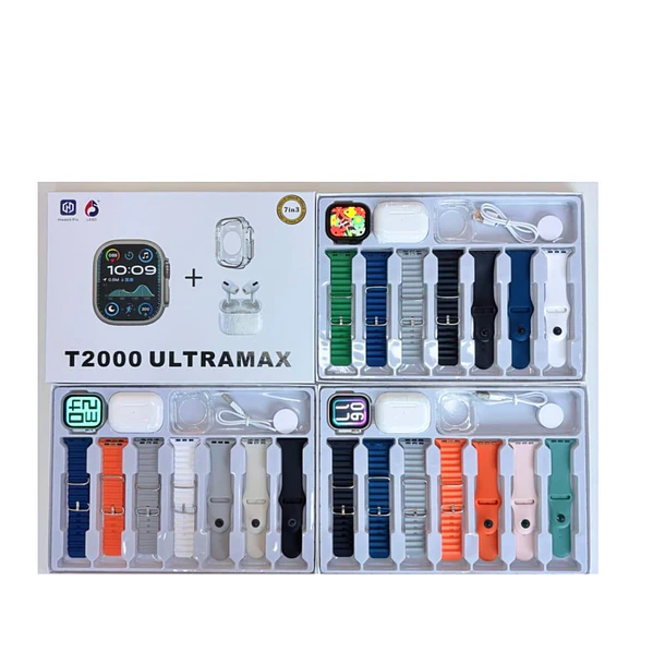 Reloj Smartwatch T2000 Ultra Max 7en3 + Audífonos +7 Correas 3
