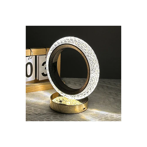 Lámpara de Mesa LED Recargable Diseño Circular Dorado Dimerizable 3 Tonos