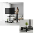 Soporte Tv Rack Móvil Con Ruedas 32 A 75 Base Pedestal Stand Negro 3