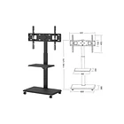 Soporte Tv Rack Móvil Con Ruedas 32 A 75 Base Pedestal Stand Negro 5