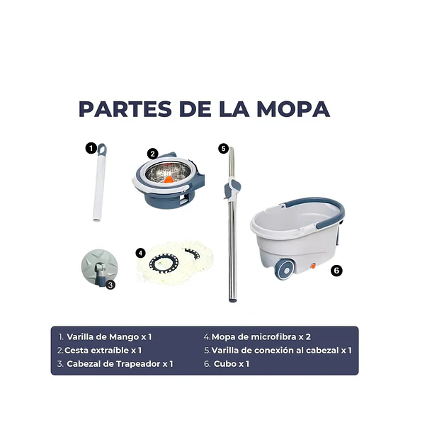 Trapero Mopa Giratoria Trapeador Balde Centrifugo 360 4