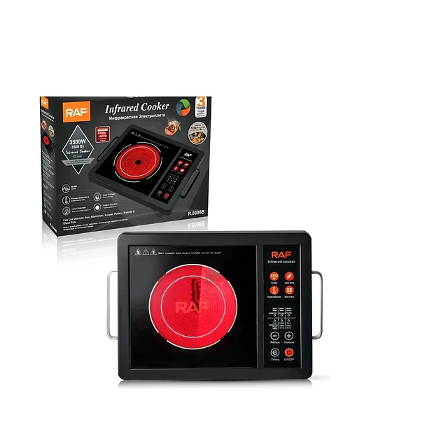 Cocina Infrarroja Eléctrica RAF R.8046 1 Quemador Pantalla LED Negra 1
