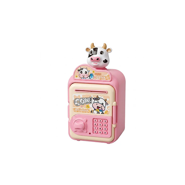 Alcancía Infantil Tipo Caja Fuerte Vaquita Con Luz/sonido ROSA 1