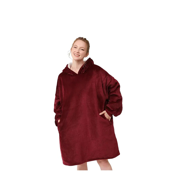 Poleron Sherpa Invierno Capucha Chiporro Largo Frio Mujer 3