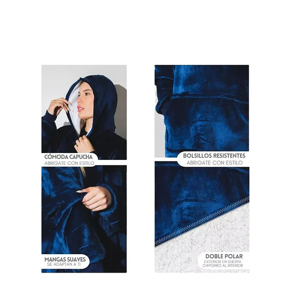 Poleron Sherpa Invierno Capucha Chiporro Largo Frio Mujer 4