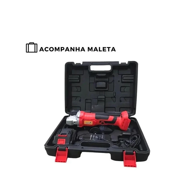 Amoladora Angular Con Batería Importway De 21 V Con Funda Rojo 3