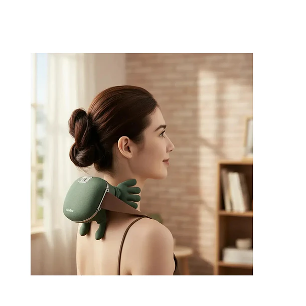 Masajeador Cuello Y Hombros Con Calor Recargable Verde Musgo  2