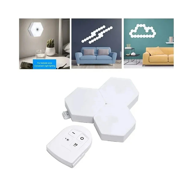 Luces Led Hexagonales Inalámbricas Packx3 Con Control Remoto 1