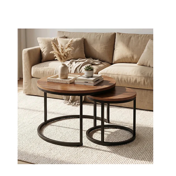Mesa De Centro Auxiliar Doble Melamina 70x50cm 34x40cm 5