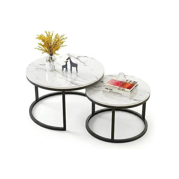 Mesa De Centro Auxiliar Doble Melamina 70x50cm 34x40cm 8