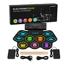Batería Electrónica Portátil Enrollable Parlantes Y Pedales 7