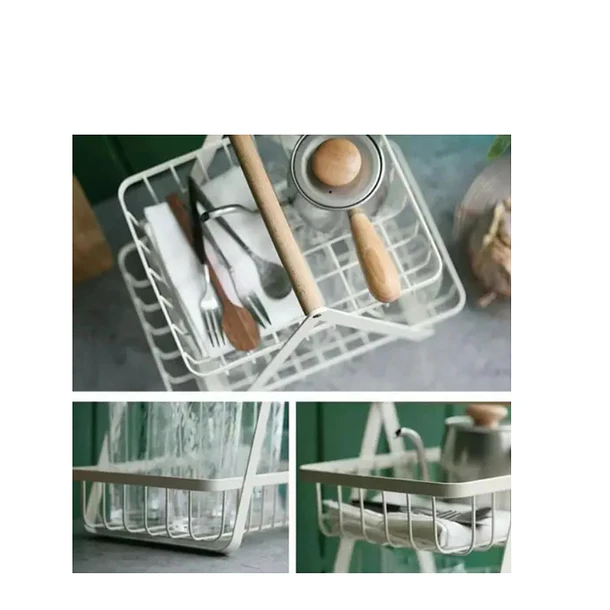 Frutero, mesa, organizador de frutas, cesta metálica de alambre 2 niveles , color blanco 2
