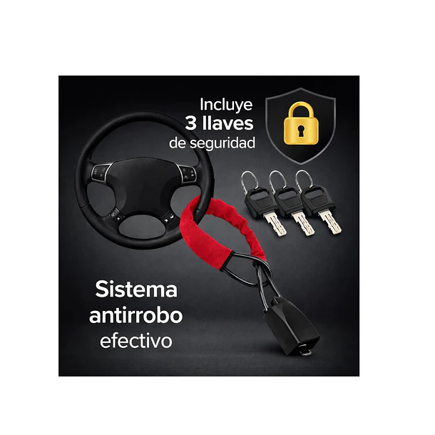 Traba Volante Auto Antirrobo Universal Seguridad Cinturón  2