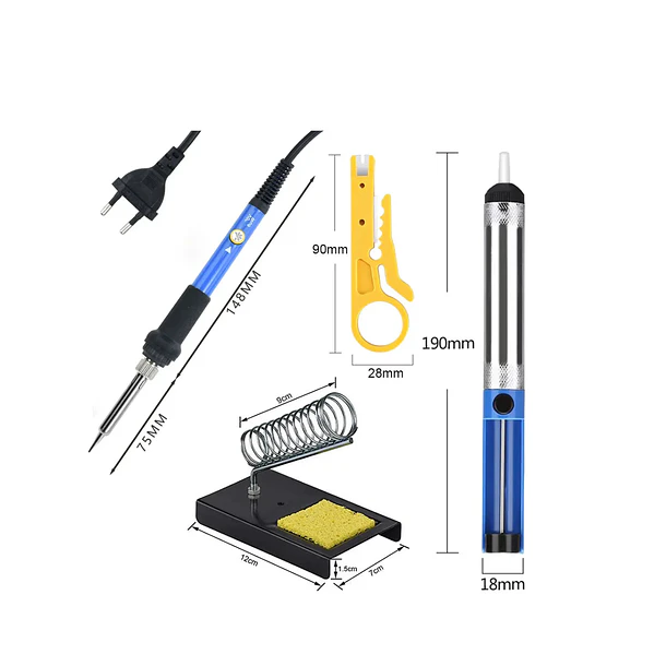 Kit Electrico Cautín 60w Regulable 5 Puntas 15 Pcs  3