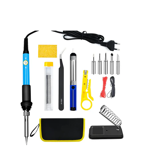 Kit Electrico Cautín 60w Regulable 5 Puntas 15 Pcs 