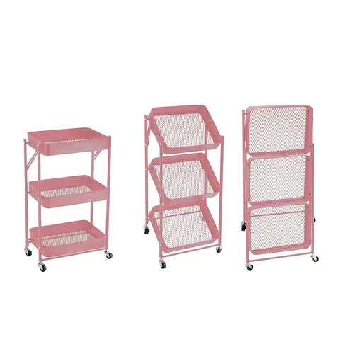 Carrito Organizador Plegable De 3 Niveles Con Ruedas    